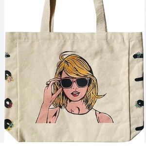 New Taylor Swift Canvas Tote Bag Aesthetic Vintage Cute Tote with Zipper Pockets